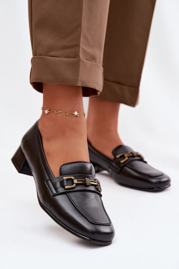 Sapatos femininos de couro com ornamentos Vinceza 39978 cor preta 2