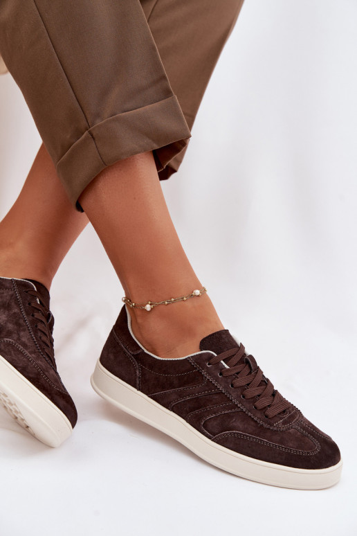 À modalo de tênis de camurça Vinceza 95400 CzekoladoParae