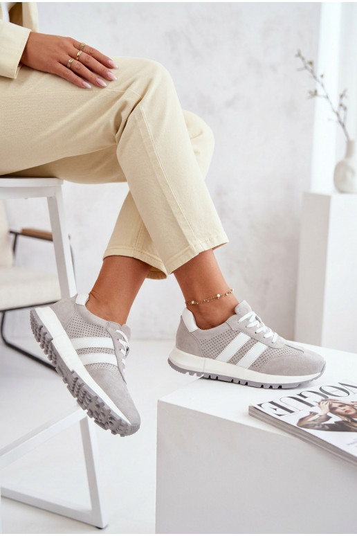 À modalo de tênis FemininoHabilitadoturalnego de camurçau cor cinza Tem que serrceline