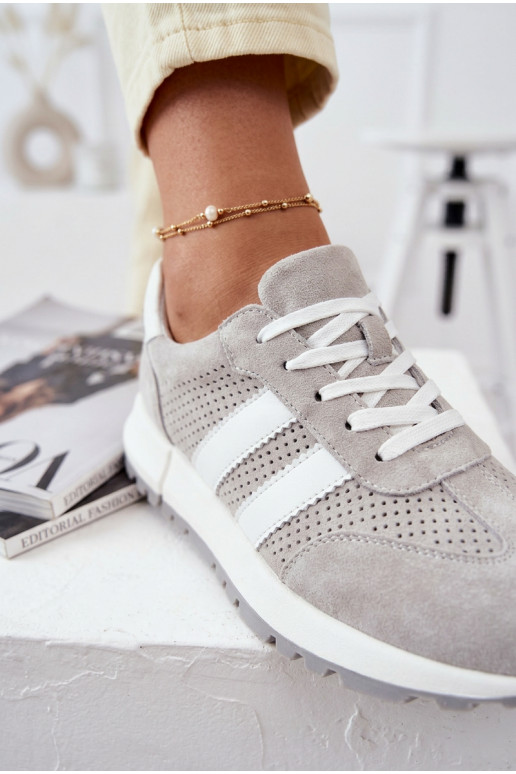 À modalo de tênis FemininoHabilitadoturalnego de camurçau cor cinza Tem que serrceline