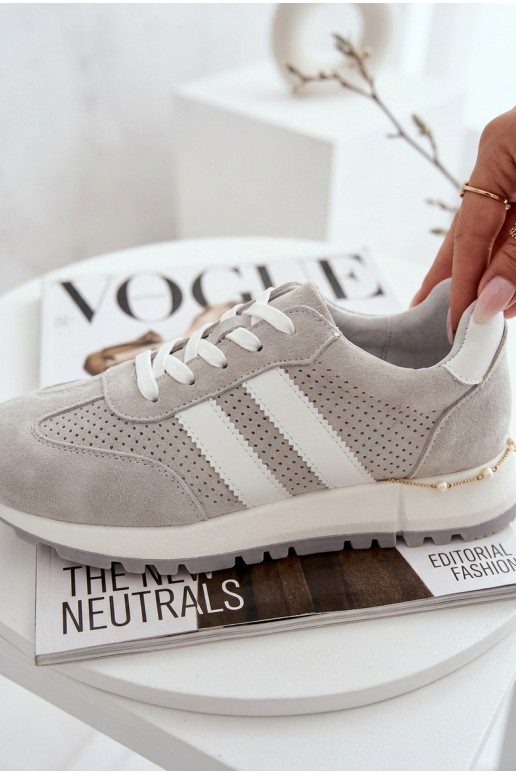 À modalo de tênis FemininoHabilitadoturalnego de camurçau cor cinza Tem que serrceline