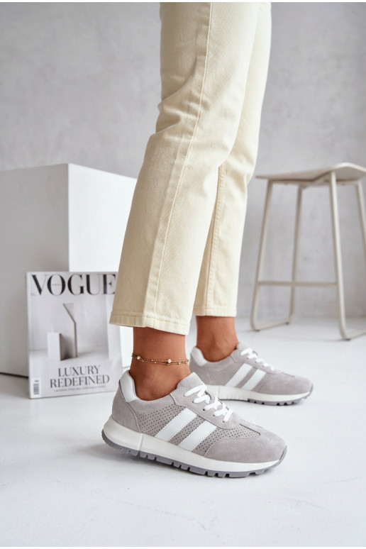 À modalo de tênis FemininoHabilitadoturalnego de camurçau cor cinza Tem que serrceline