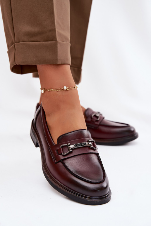 Pele mocassins femininos Vinceza 39983 Borgonha