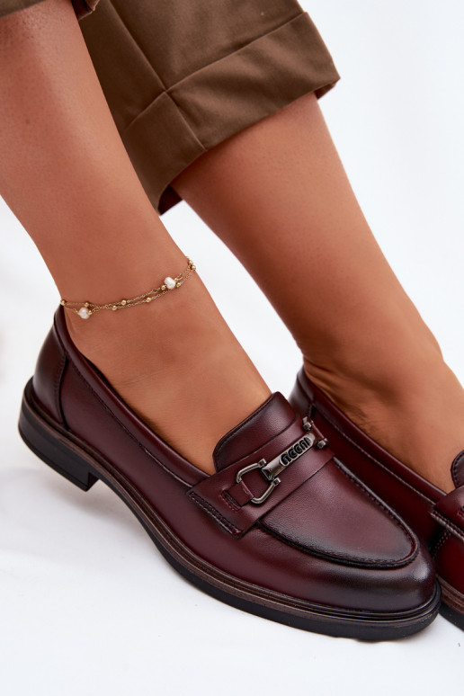Pele mocassins femininos Vinceza 39983 Borgonha