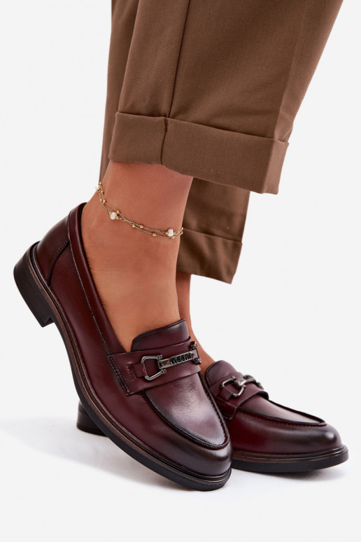 Pele mocassins femininos Vinceza 39983 Borgonha