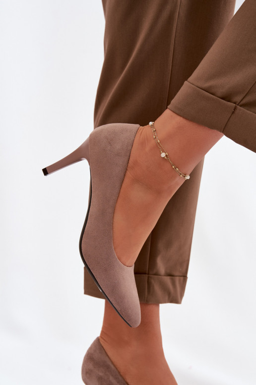 sapatos de salto alto de camurça ecológicaoParae Sergio Leone 1336 cor marrom