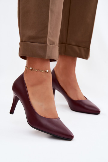 Sapatos altos de couro sintético Sergio Leone 1336 cor bordô 2