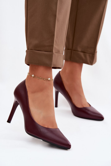 Sapatos altos de couro sintético Sergio Leone 1339 cor bordô 2