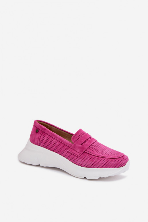 mocassins femininosHabilitadoturalnego de camurçau com uma plataforma Vinceza 79626 cor rosa