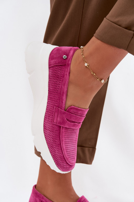 mocassins femininosHabilitadoturalnego de camurçau com uma plataforma Vinceza 79626 cor rosa