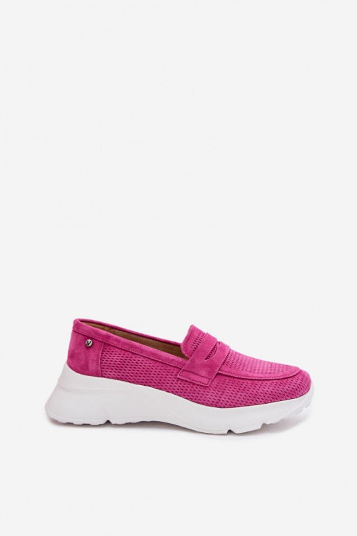 mocassins femininosHabilitadoturalnego de camurçau com uma plataforma Vinceza 79626 cor rosa