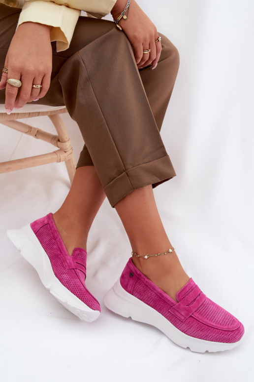 mocassins femininosHabilitadoturalnego de camurçau com uma plataforma Vinceza 79626 cor rosa