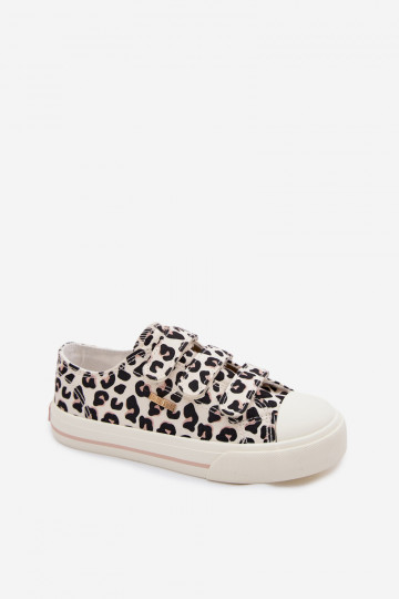 Tênis infantis casuais com fecho adesivo Big Star TT374171 estampa de leopardo