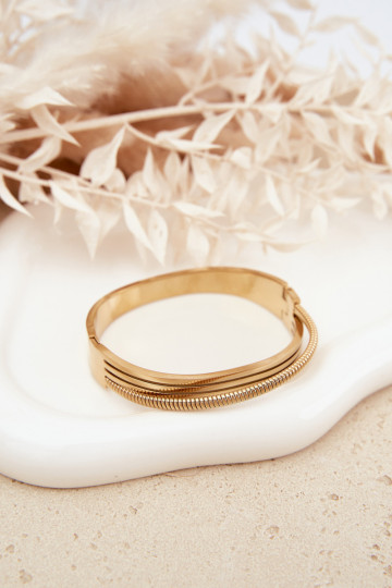 Feminino Um bracelete de aço inoxidável cor dourada 2