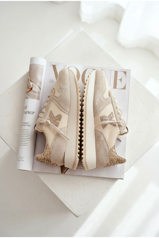 Pele de camurça À modalo de tênis Feminino com uma plataforma Kobbo 100103 bege