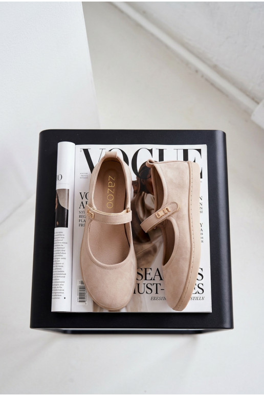 Pele Sapatilhas de camurça Barefoot com alças Zazoo 10206 bege