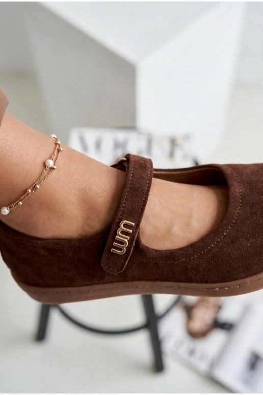 Pele Sapatilhas de camurça Barefoot com alças Zazoo 10206 CzekoladoParae