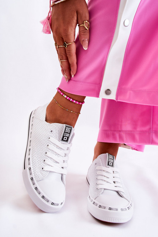 Feminino com elementos abertos sapatos casuais Big Star cor branca FF274024