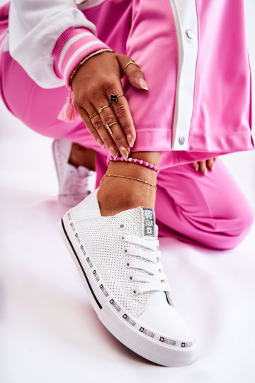 Feminino com elementos abertos sapatos casuais Big Star cor branca FF274024 2