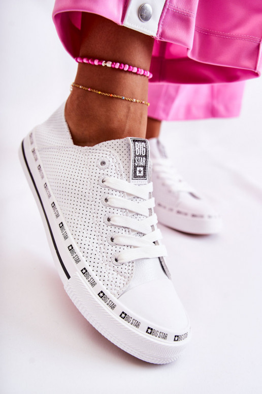 Feminino com elementos abertos sapatos casuais Big Star cor branca FF274024