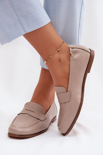 Mocassins de couro Vinceza 18121 cor areia