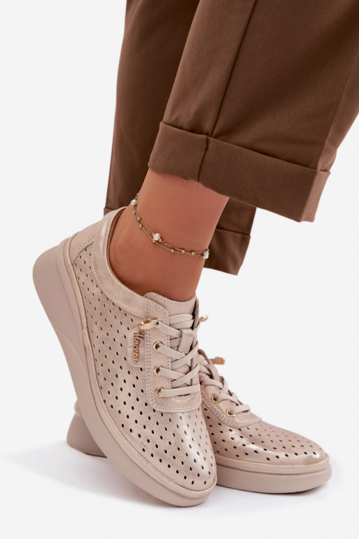 Pele com elementos abertos sapato Feminino Vinceza 79603 cor dourada