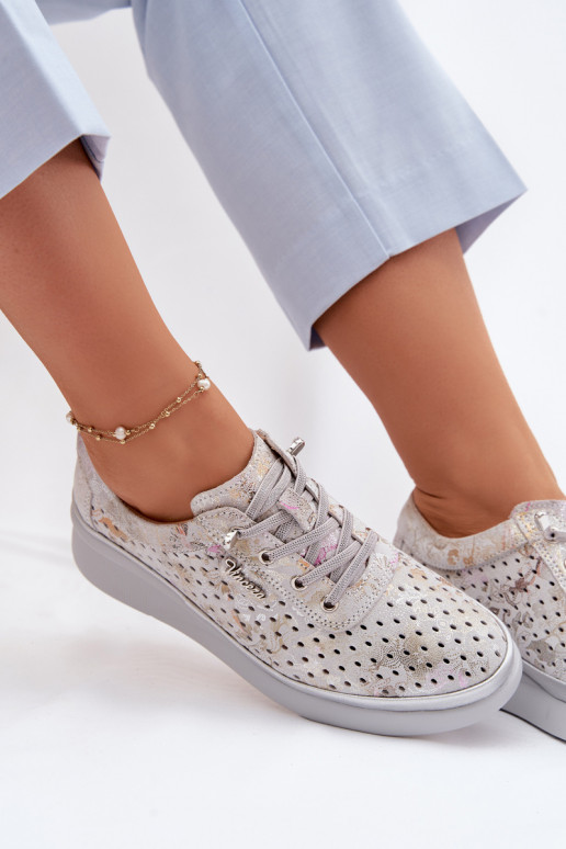 Camurça a céu aberto sapato Feminino Vinceza 79603 cor cinza