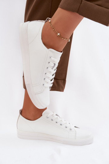 Sapatos casuais de couro Vinceza 79536 cor branca