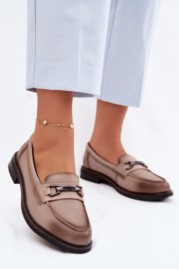 Mocassins femininos de couro Vinceza 39983 cor areia 2