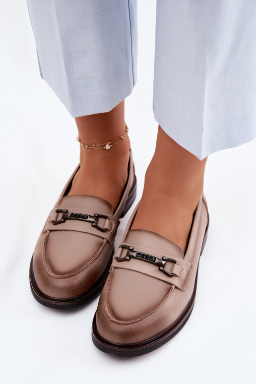 Pele mocassins femininos Vinceza 39983 bege