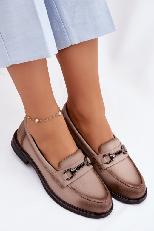 Pele mocassins femininos Vinceza 39983 bege