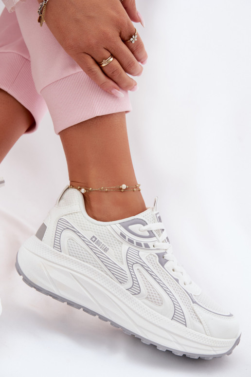 tênis À modalo de tênis Feminino Big Star TT274325 HI-POLY SYSTEM cor branca