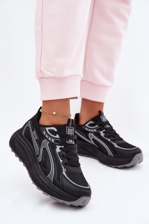 tênis À modalo de tênis Feminino Big Star TT274327 HI-POLY SYSTEM cor preta