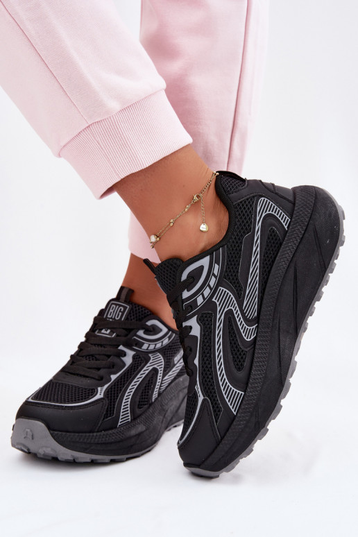 tênis À modalo de tênis Feminino Big Star TT274327 HI-POLY SYSTEM cor preta