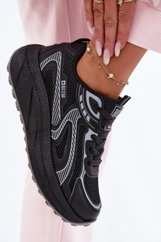 tênis À modalo de tênis Feminino Big Star TT274327 HI-POLY SYSTEM cor preta