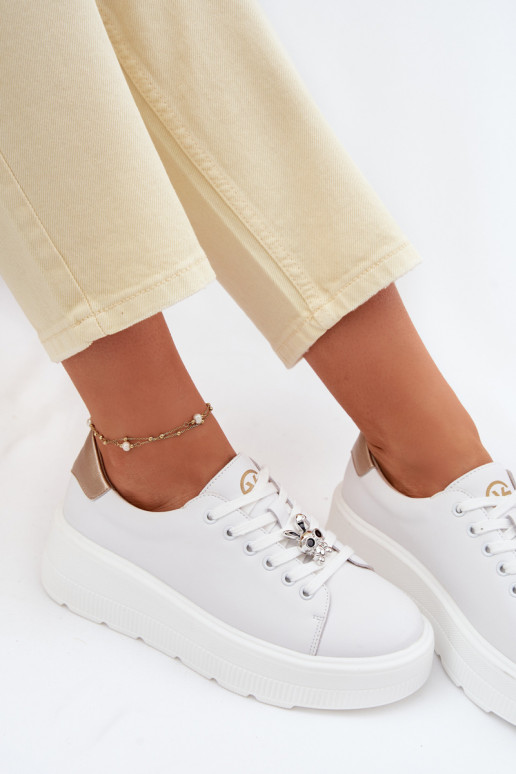 Pele À modalo de tênis Feminino com uma plataformaPrzypinką Vinceza 39973 cor branca