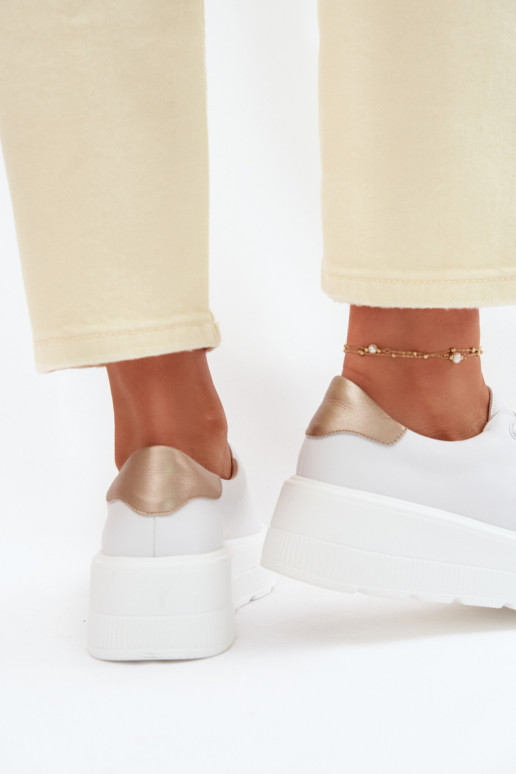 Pele À modalo de tênis Feminino com uma plataformaPrzypinką Vinceza 39973 cor branca