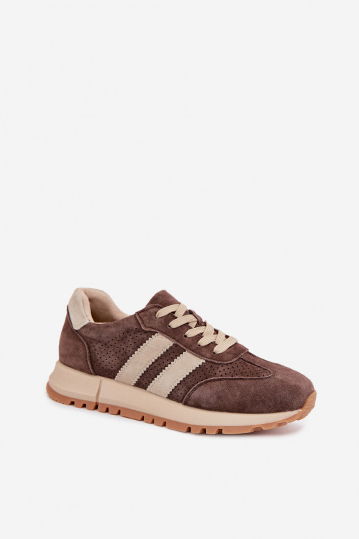 Tênis femininos de couro sintético marrons