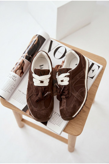 Tênis de camurça femininos Vinceza 86427 cor chocolate