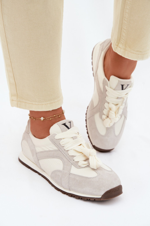 de camurça À modalo de tênis Feminino Vinceza 86427 cor cinza