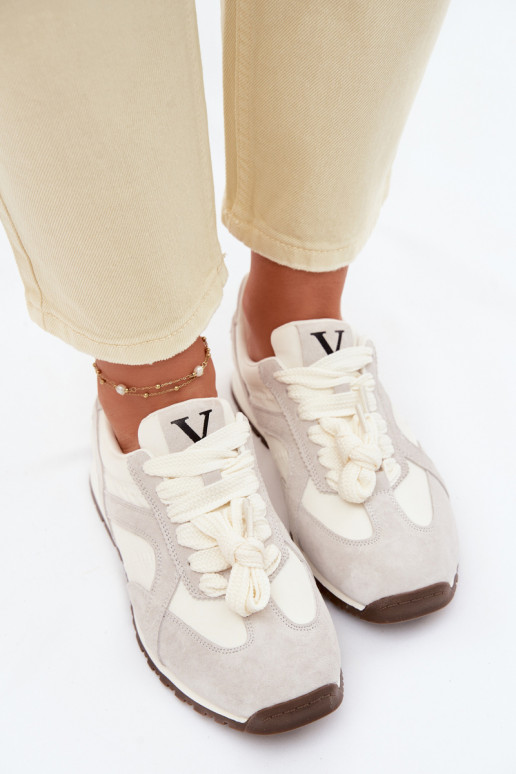 de camurça À modalo de tênis Feminino Vinceza 86427 cor cinza