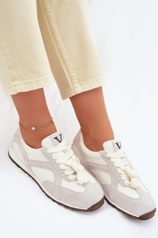 de camurça À modalo de tênis Feminino Vinceza 86427 cor cinza