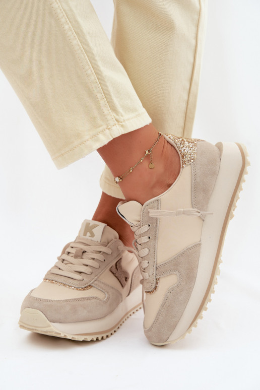 Pele de camurça À modalo de tênis Feminino com uma plataforma Kobbo 100103 bege