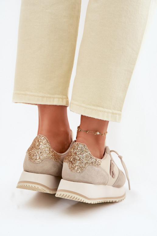 Pele de camurça À modalo de tênis Feminino com uma plataforma Kobbo 100103 bege