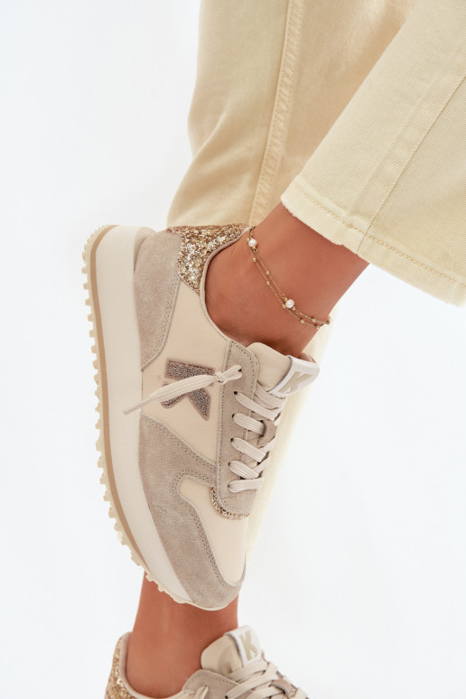 Pele de camurça À modalo de tênis Feminino com uma plataforma Kobbo 100103 bege