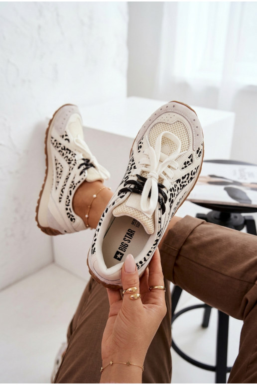 Pele de camurça À modalo de tênis Feminino Big Star TT274548 cor branca