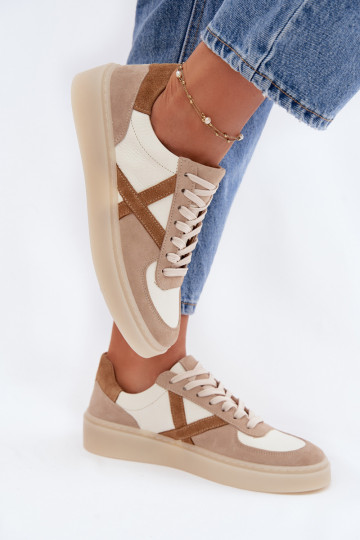 Tênis de camurça femininos Zazoo N1108S5 cor areia
