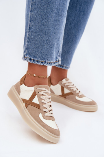 Tênis de camurça femininos Zazoo N1108S5 cor areia 2