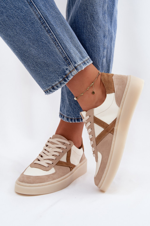 Pele de camurça À modalo de tênis Feminino Zazoo N1108S5 bege