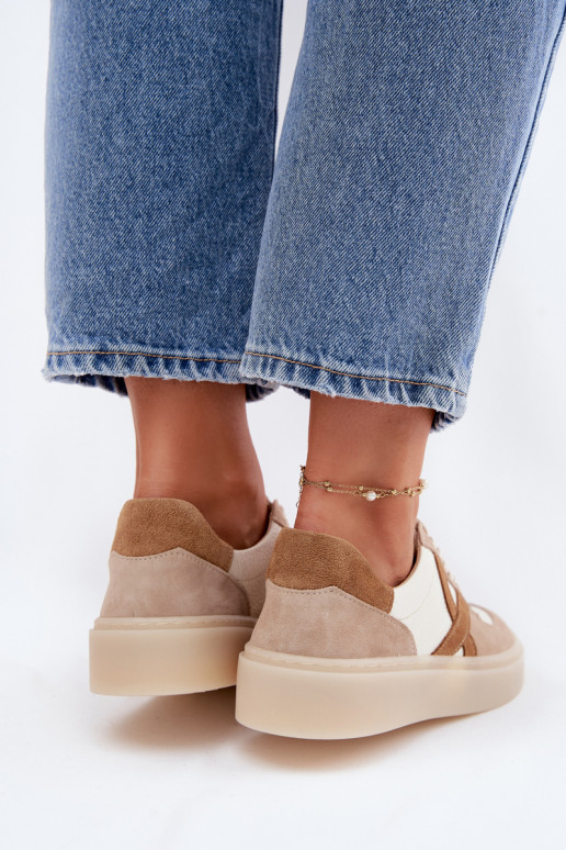 Pele de camurça À modalo de tênis Feminino Zazoo N1108S5 bege